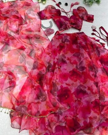 Women Floral Print Flared Lehenga Choli Set