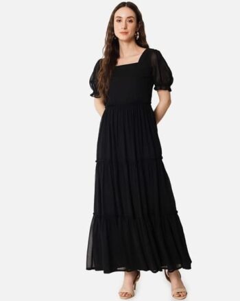 Women Square-Neck Tiered Dress