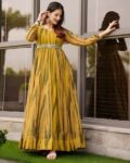 Women Printed Fit & Flare Maxi Dress with Belt