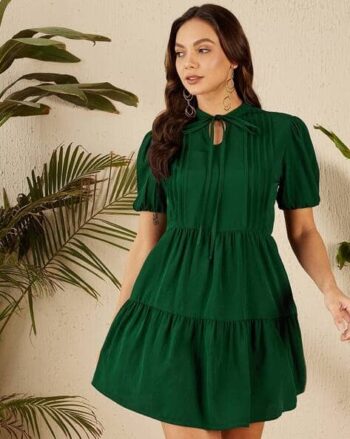Women Tiered Dress with Short Sleeves