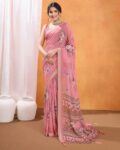 Women Floral Print Saree with Contrast Border