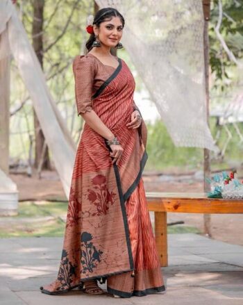 Women Printed Saree with Contrast Border
