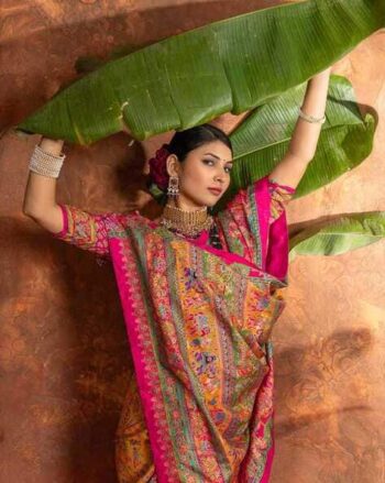 Kalamkari Printed Saree with Contrast Border