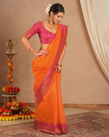 Women Woven Saree with Zari Border
