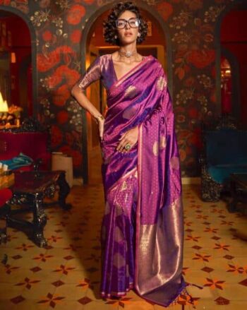 Women Floral Woven Saree with Contrast Border