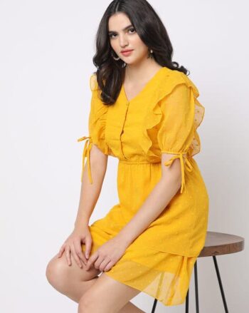 Layered A-Line Dress with Tie-Ups