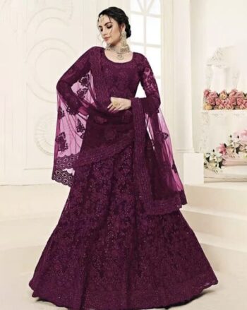 Women Embroidered Flared Lehenga Choli with Dupatta