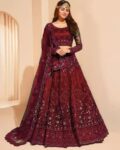 Women Embroidered Flared Lehenga Choli Set with Dupatta