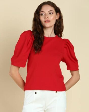 Women Fitted Top with Puff Sleeves