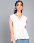 Women Embroidered V-Neck Top