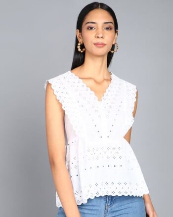 Women Embroidered V-Neck Top
