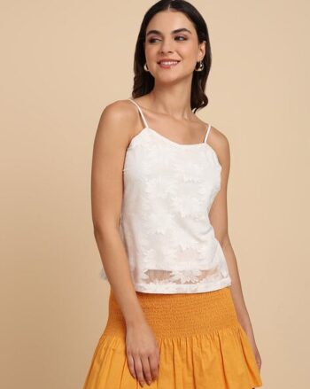 Women Self-Design Fitted Tank Top