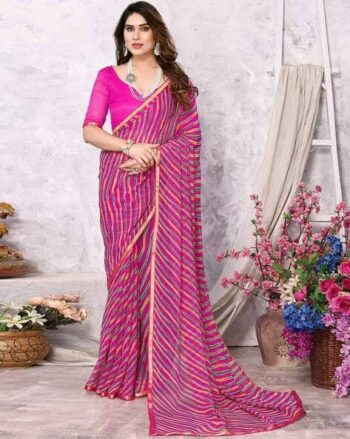 Leheriya Print Saree with Zari Border