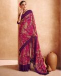 Women Floral Print Georgette Saree