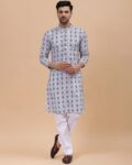 Embroidered Long Kurta with Mandarin Collar