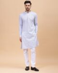 Geometric Printed Long Kurta with Mandarin Collar