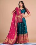 Women Floral Woven Flared Lehenga Choli Set with Dupatta