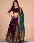 Women Floral Woven Flared Lehenga Choli Set
