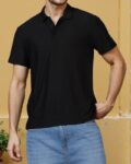 Shein Short Sleeves Vented Hem Textured Polo Tshirt