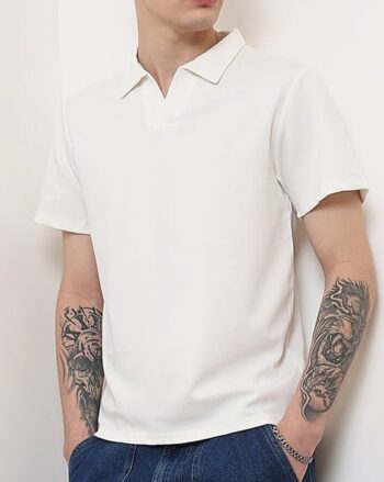 Shein Medium Length Cutaway Collar Short Sleeves Tshirt