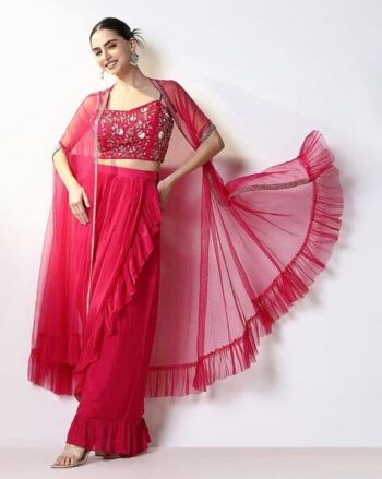 Women Embroidered Flared Lehenga Choli Set