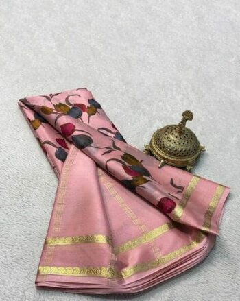 Women Floral Print Saree with Contrast Border