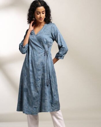 Women Printed Angrakha Kurta