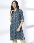 Women Lotus Print Straight Kurta