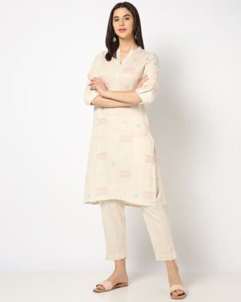 Women Striped Relaxed Fit Straight Kurta