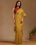 Women Floral Print Chanderi Saree