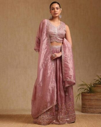 Women Embroidered Lehenga Choli Set with Dupatta