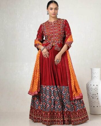 Women Embroidered Lehenga Choli Set with Dupatta