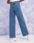 Women High Rise Wide Leg Jeans