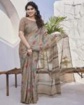 Women Printed Saree with Blouse Piece