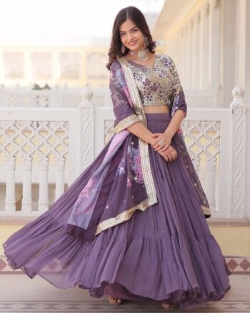 Embroidered Lehenga Choli Set with Dupatta