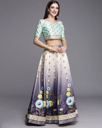 Women Floral Print Flared Lehenga Choli Set