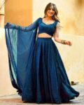 Women Embroidered Flared Lehenga Choli Set with Dupatta