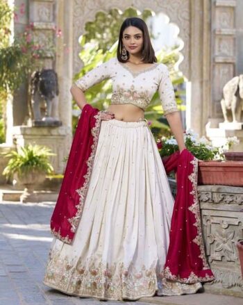 Women Embroidered Lehenga & Choli Set with Dupatta