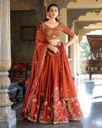Women Embroidered Lehenga & Choli Set with Dupatta