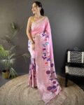 Women Floral Woven Banarasi Saree with Contrast Border