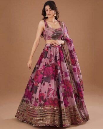 Women Embroidered Flared Lehenga Choli Set with Dupatta
