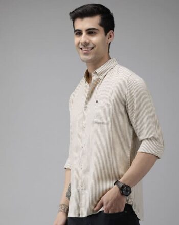 Men Striped Slim Fit Shirt with Patch Pocket