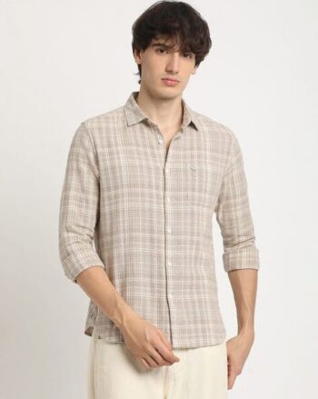 Checked Slim Fit Shirt with Patch Pocket