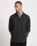 Men Striped Slim Fit Shirt with Spread Collar