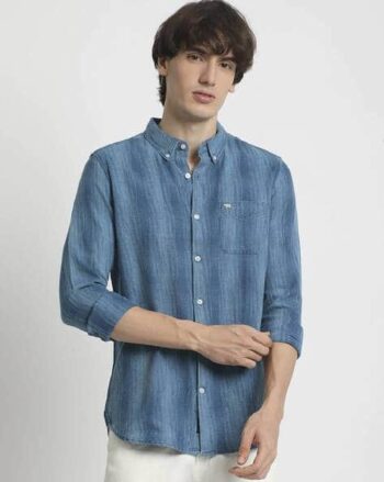 Striped Slim Fit Shirt with Button-Down Collar