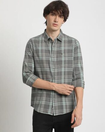 Checked Slim Fit Shirt with Patch Pocket