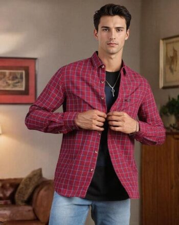 Men Checked Slim Fit Shirt with Patch Pocket