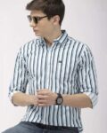 Men Striped Slim Fit Shirt with Patch Pocket