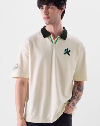 Men Graphic Print Oversized Fit Polo T-Shirt