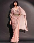 Women Designer Sequinned Kaftan Saree & Belt with Unstitched Blouse